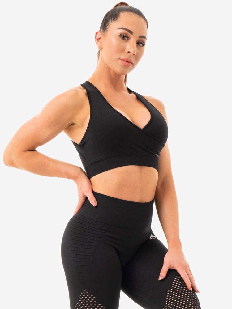 Ryderwear Geo Seamless Sports Bra Czarne | QHMVWU940