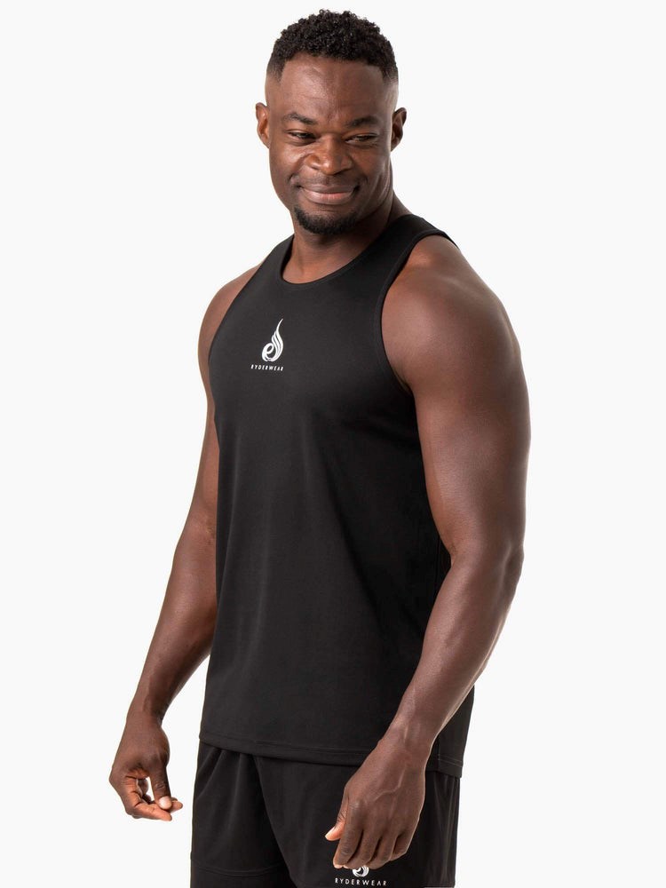 Ryderwear Heighten Mesh Regular Tank Czarne | XEGNIF126