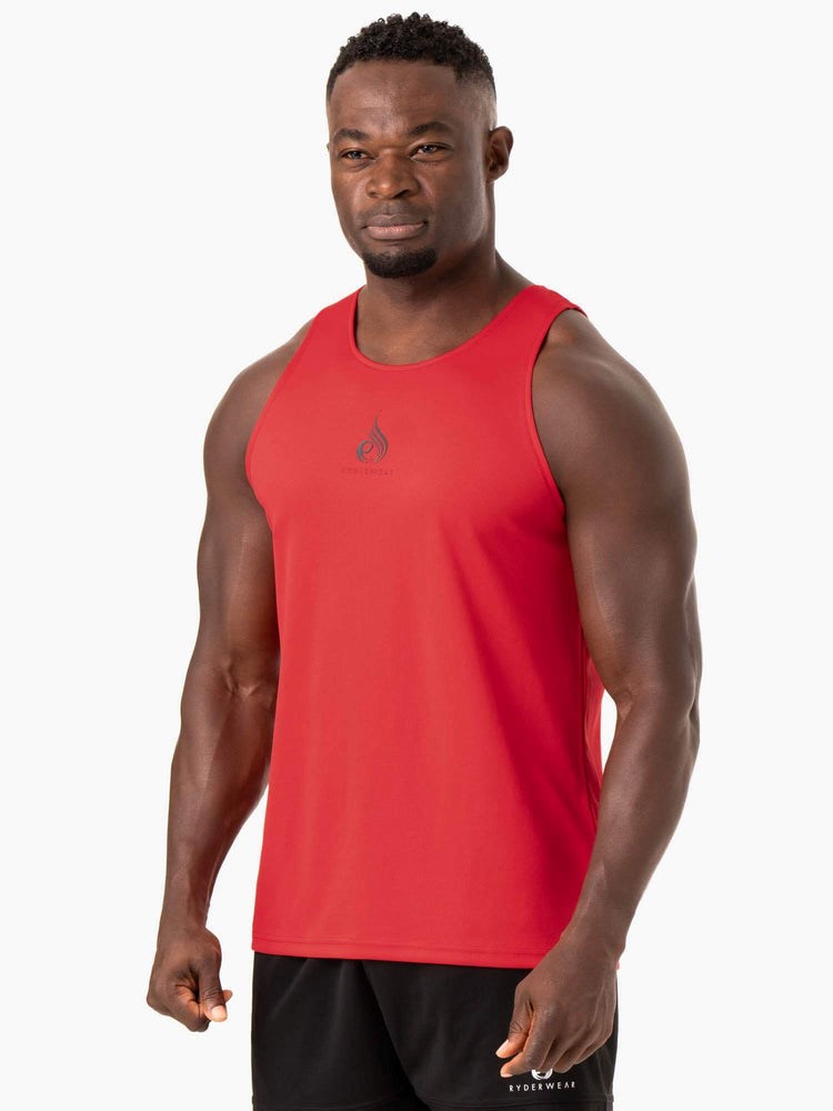 Ryderwear Heighten Mesh Regular Tank Czerwone | LPKAOJ173