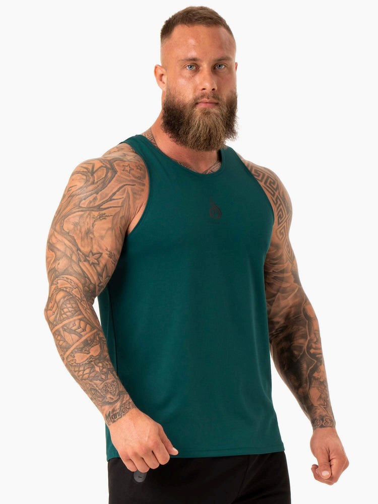 Ryderwear Heighten Mesh Regular Tank Emerald | GJMWRV568