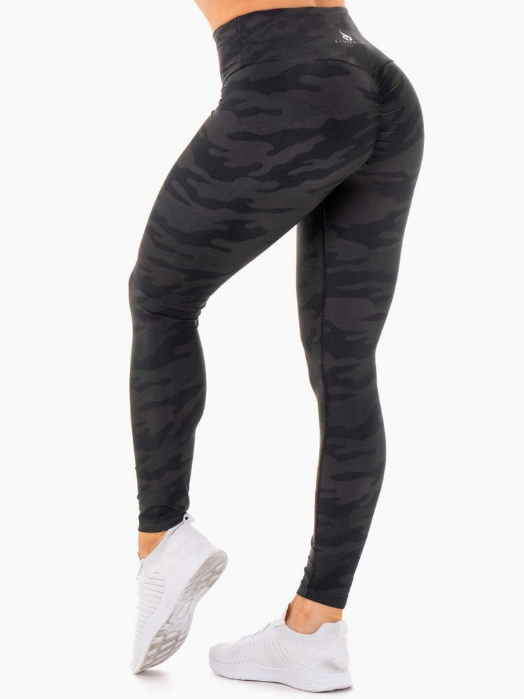 Ryderwear High Waisted Camo Leggings Czarne Camo | AIVBPC891