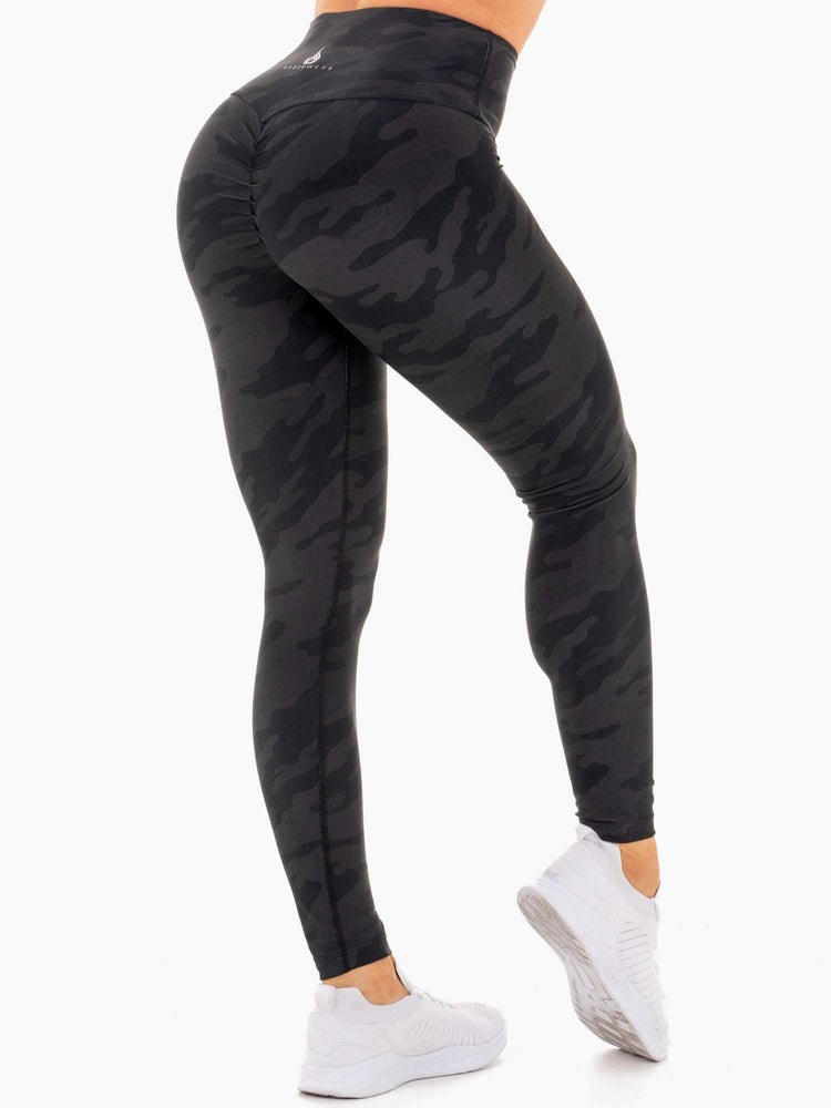 Ryderwear High Waisted Camo Leggings Czarne Camo | AIVBPC891