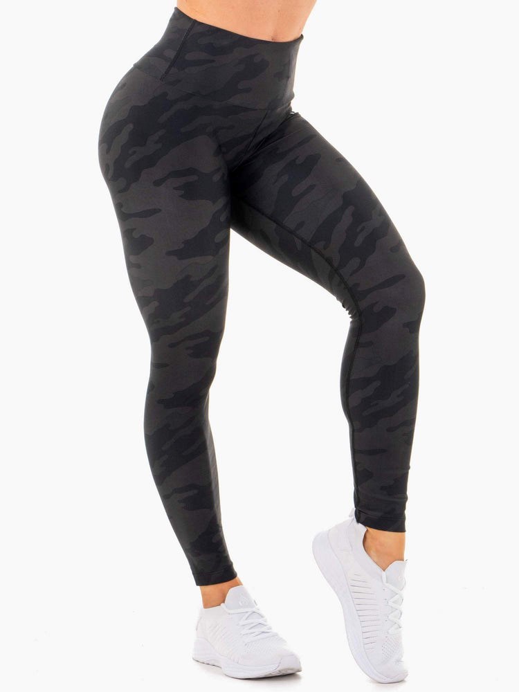 Ryderwear High Waisted Camo Leggings Czarne Camo | AIVBPC891