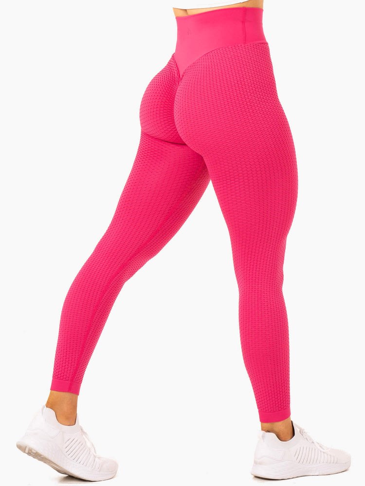 Ryderwear Honeycomb Scrunch Seamless Leggings Różowe | IJPKHW814