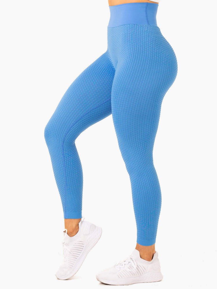 Ryderwear Honeycomb Scrunch Seamless Leggings Niebieskie | MDPYOJ921