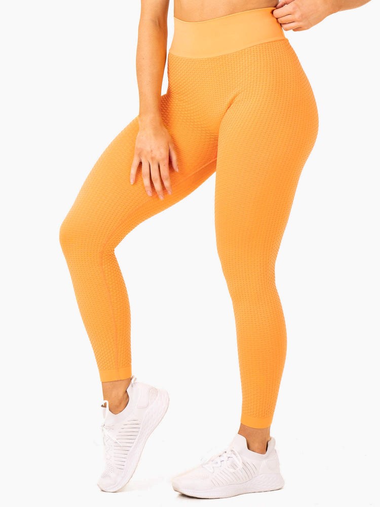 Ryderwear Honeycomb Scrunch Seamless Leggings Mango | PWMSGB837