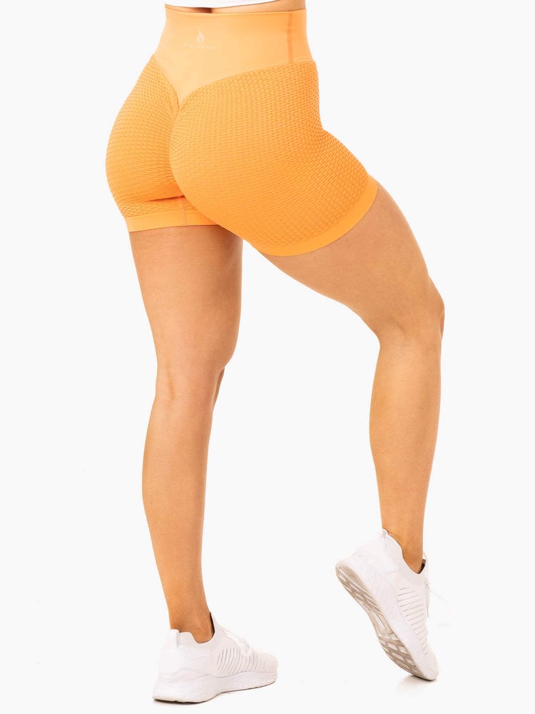 Ryderwear Honeycomb Scrunch Seamless Shorts Mango | FAQXBS019