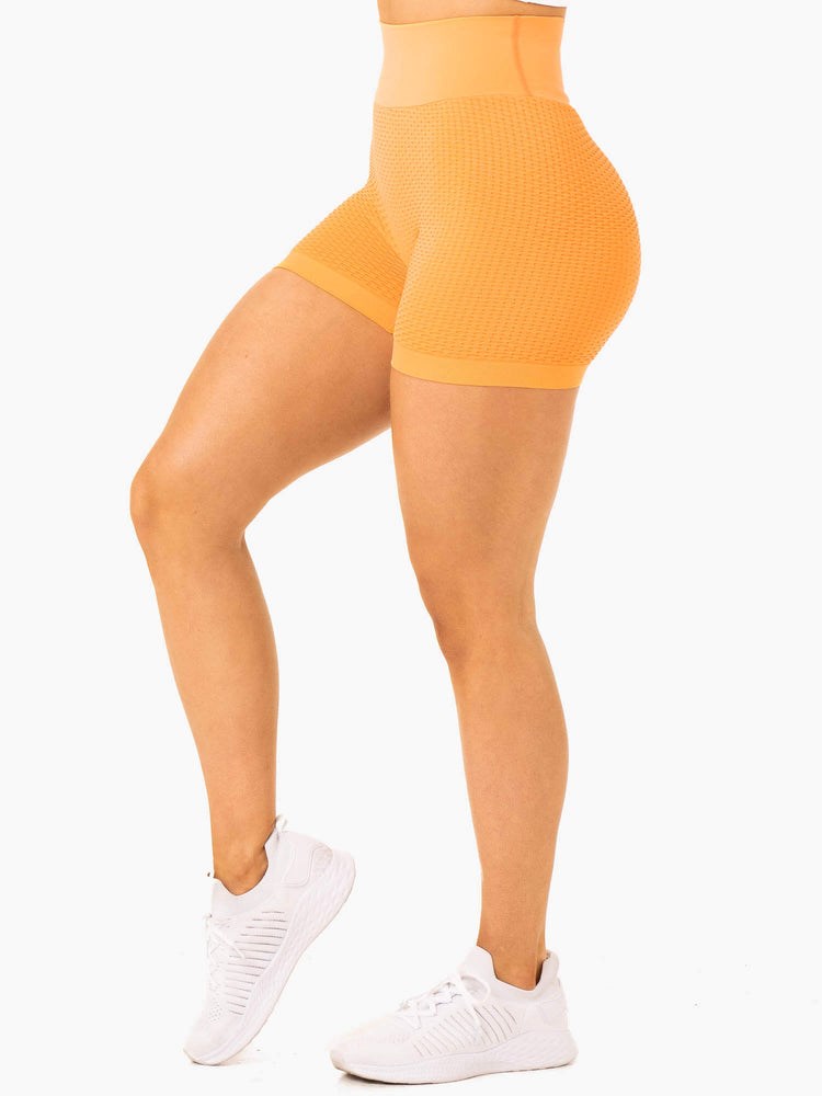 Ryderwear Honeycomb Scrunch Seamless Shorts Mango | FAQXBS019