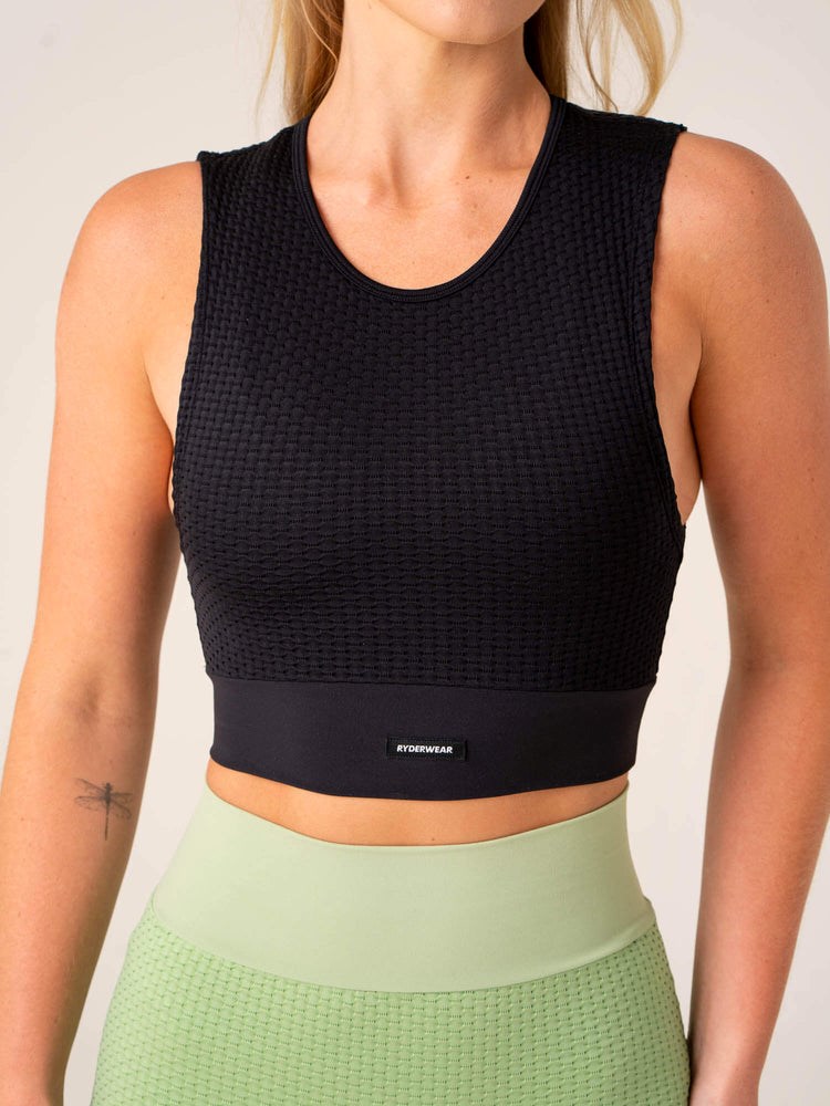 Ryderwear Honeycomb Seamless Tank Czarne | PABCHD504