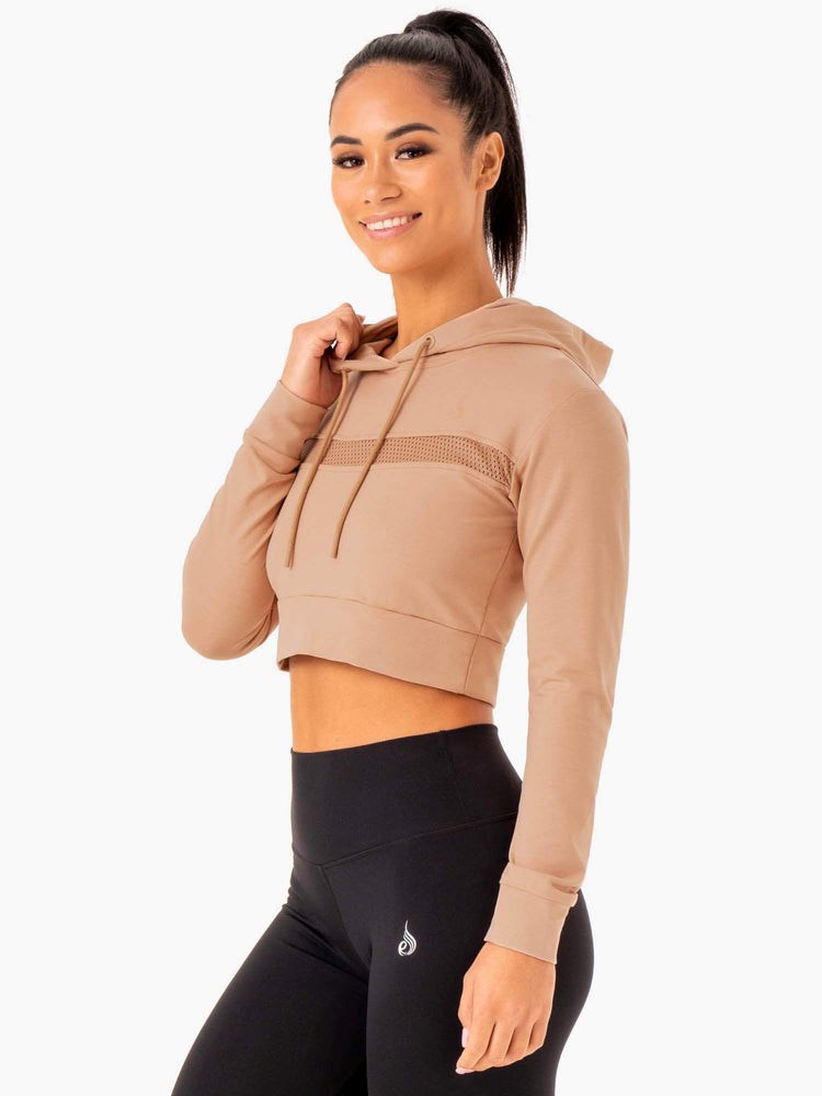 Ryderwear Hybryd Fitted Hoodie Tan | HESXOM841