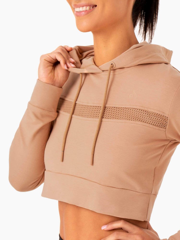 Ryderwear Hybryd Fitted Hoodie Tan | HESXOM841