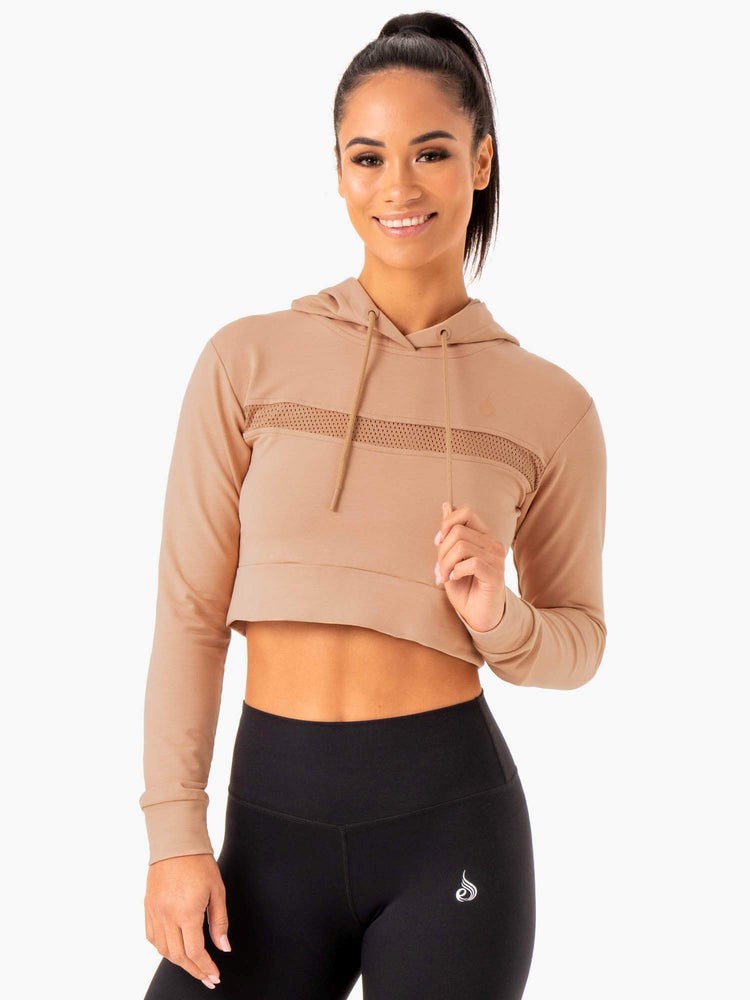 Ryderwear Hybryd Fitted Hoodie Tan | HESXOM841