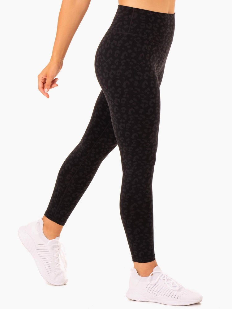 Ryderwear Hybryd Full Length Leggings Czarne Panterka | ZLHQXE319