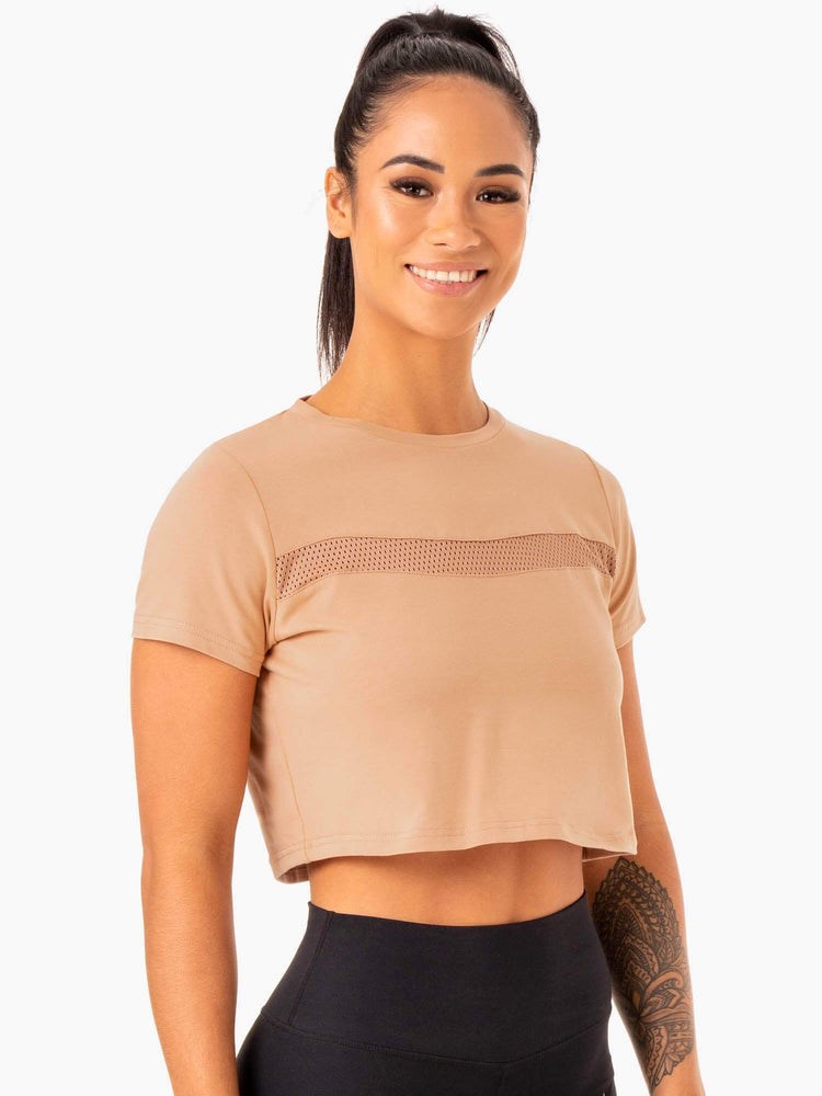 Ryderwear Hybryd Mesh Tee Tan | BPQYHG768