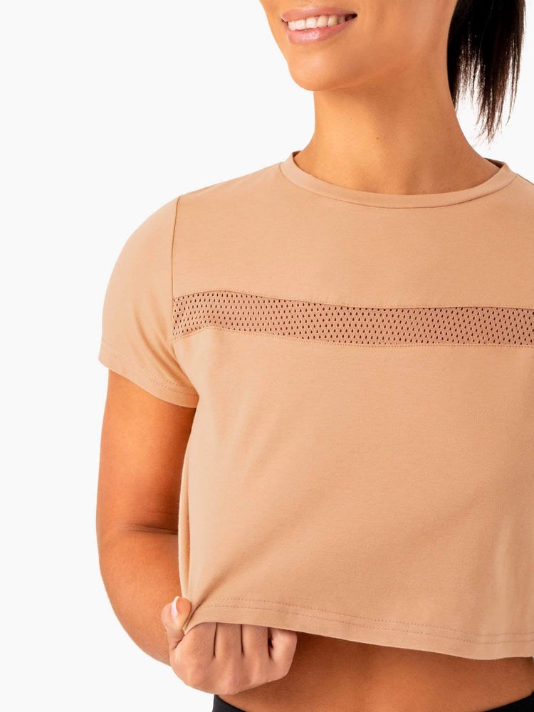 Ryderwear Hybryd Mesh Tee Tan | BPQYHG768