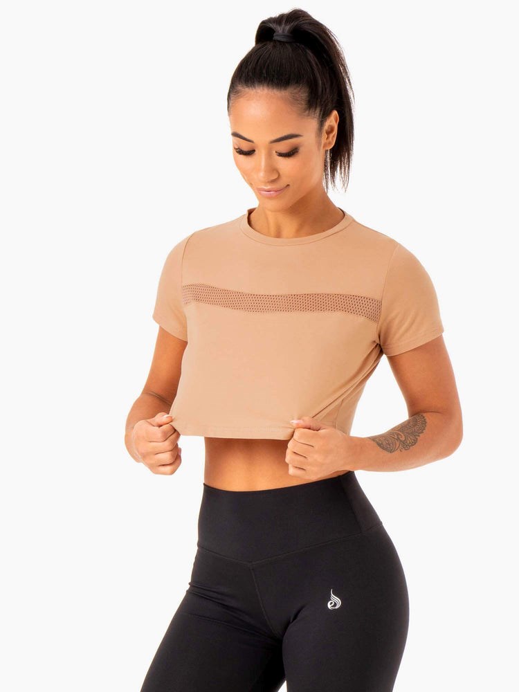 Ryderwear Hybryd Mesh Tee Tan | BPQYHG768