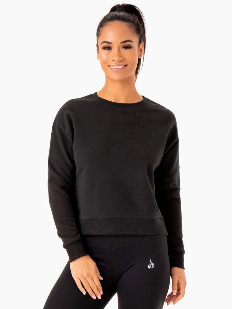 Ryderwear Hybryd Pullover Jumper Black/Charcoal | XFEDYV192