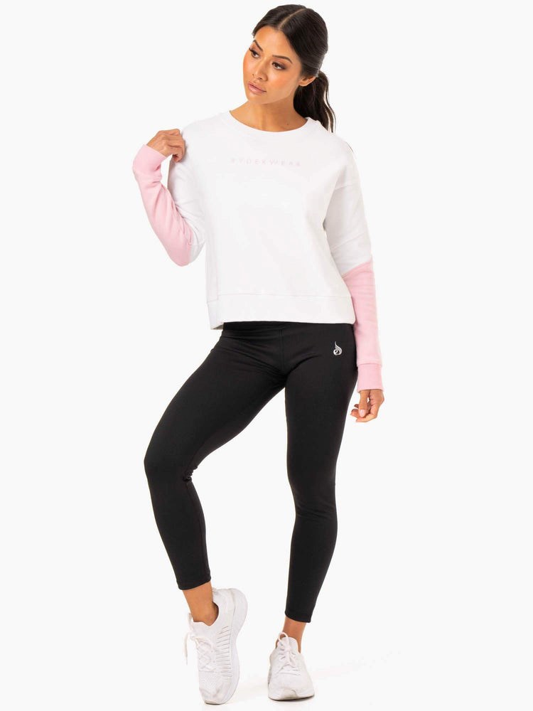 Ryderwear Hybryd Pullover Jumper White/Pink | GHDKYA762