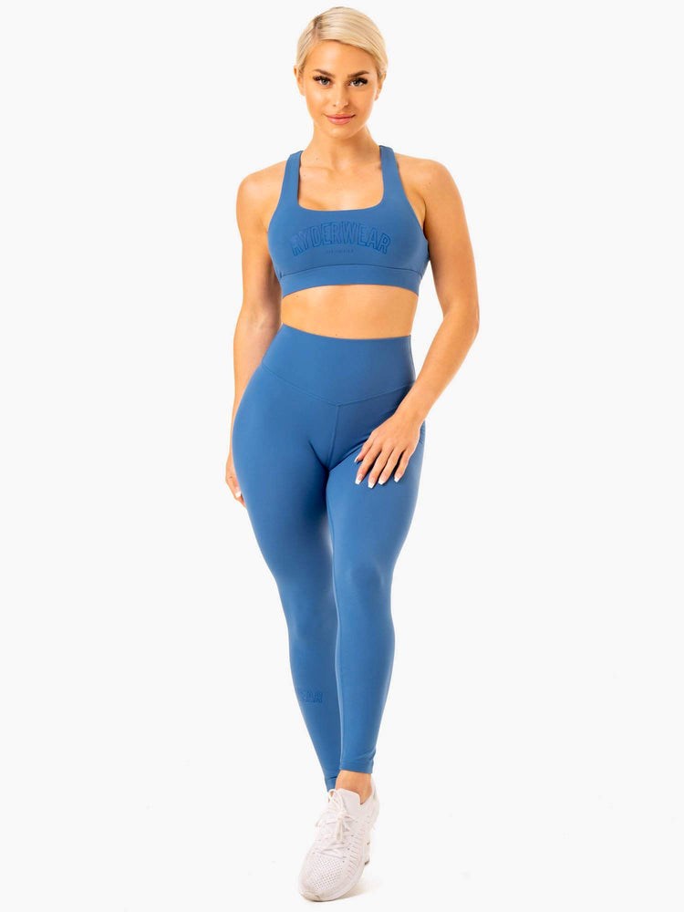 Ryderwear Knockout High Waisted Scrunch Leggings Niebieskie | AOQUFC293