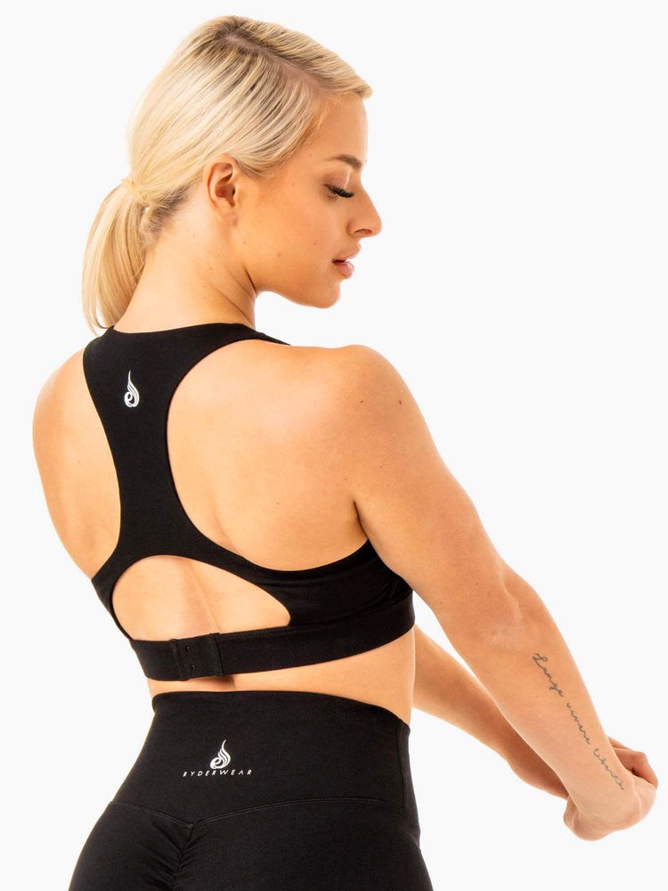 Ryderwear Knockout Racer Back Sports Bra Czarne | BIQMZN185