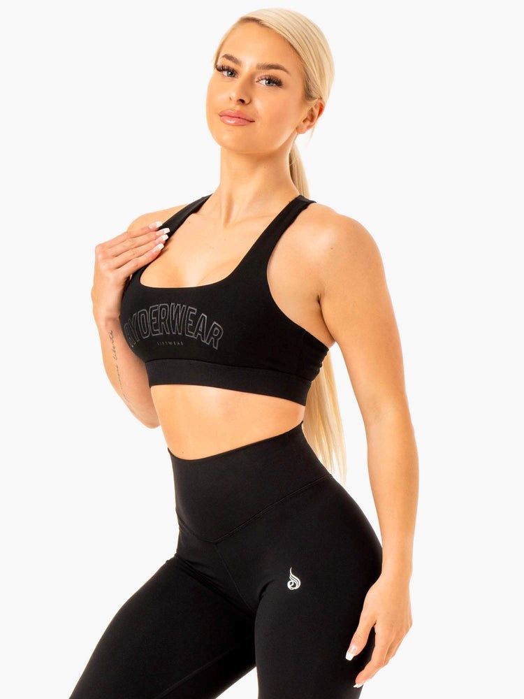 Ryderwear Knockout Racer Back Sports Bra Czarne | BIQMZN185