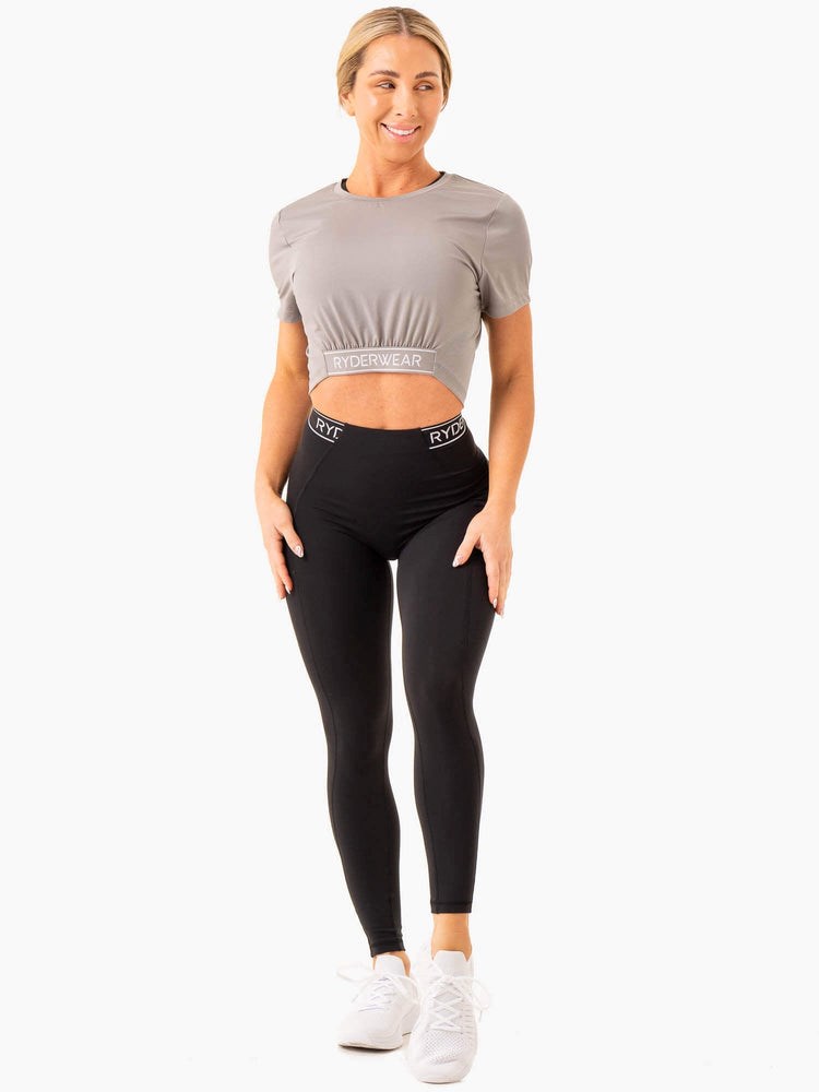 Ryderwear Level Up Cropped T-Shirt Szare | WNITAK519