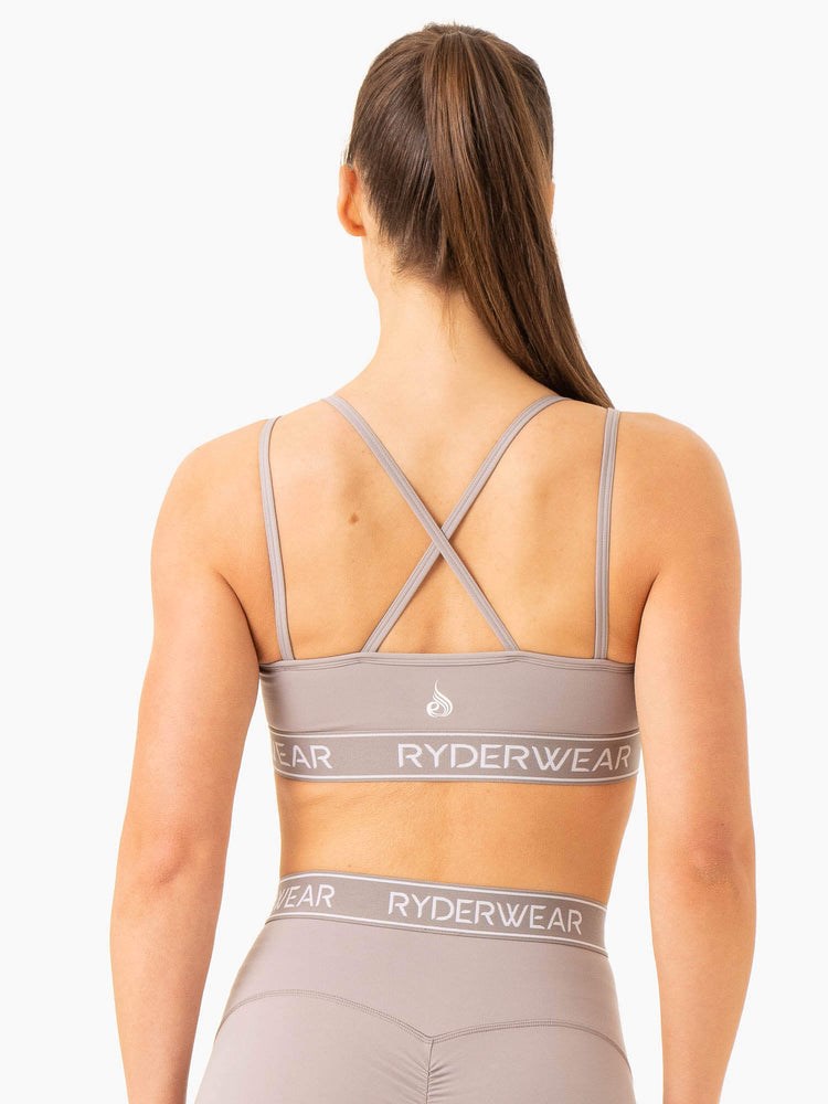 Ryderwear Level Up V-Neck Sports Bra Szare | IYRXLQ548