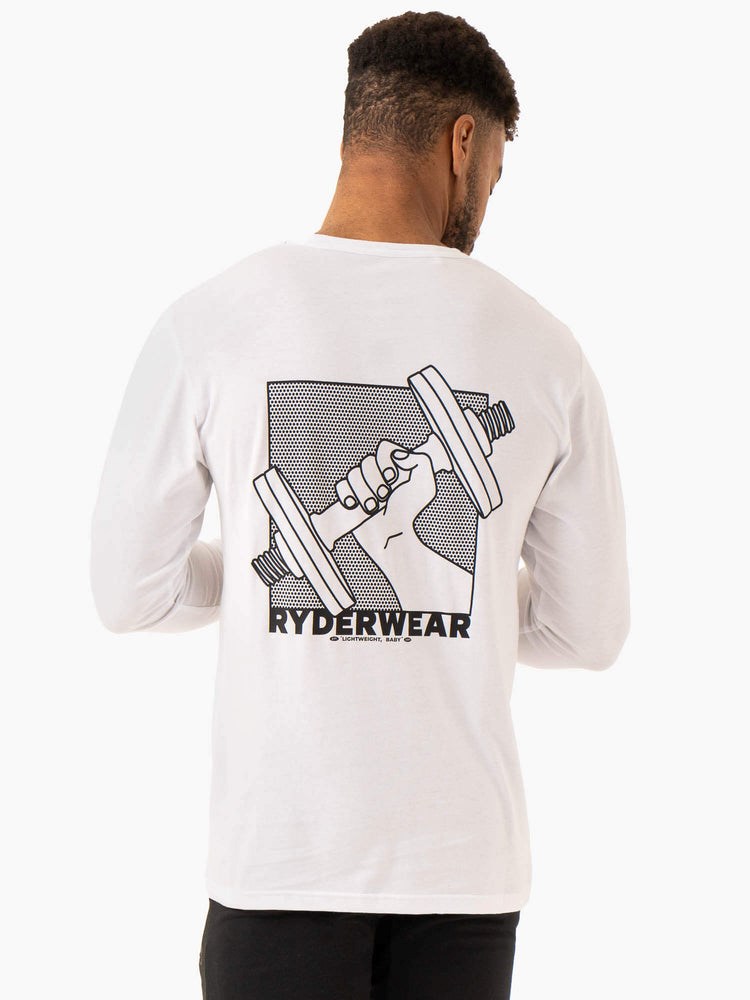 Ryderwear Lift Long Sleeve T-Shirt Białe | LUJQVG759