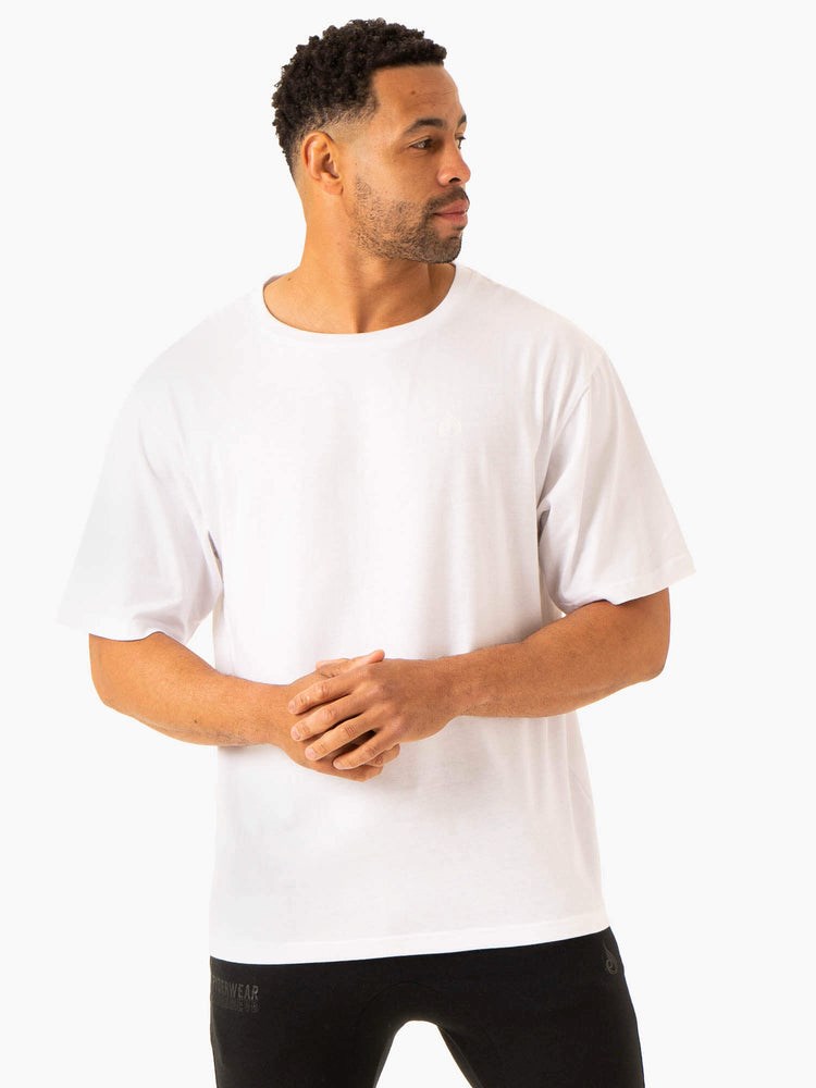 Ryderwear Lift Oversized Unisex T-Shirt Białe | QDSIJE863