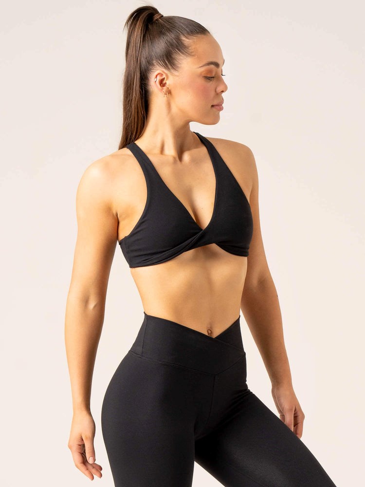 Ryderwear Momentum Twist Sports Bra Czarne | BYWIKD415