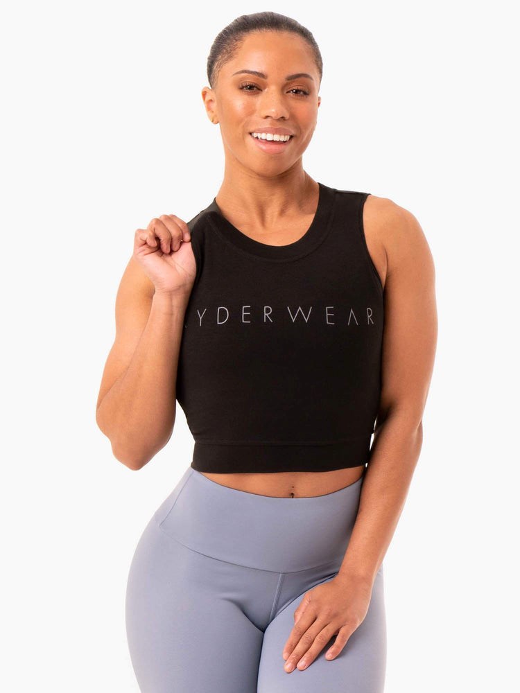 Ryderwear Motion Crop Top Czarne | XCUSZQ639