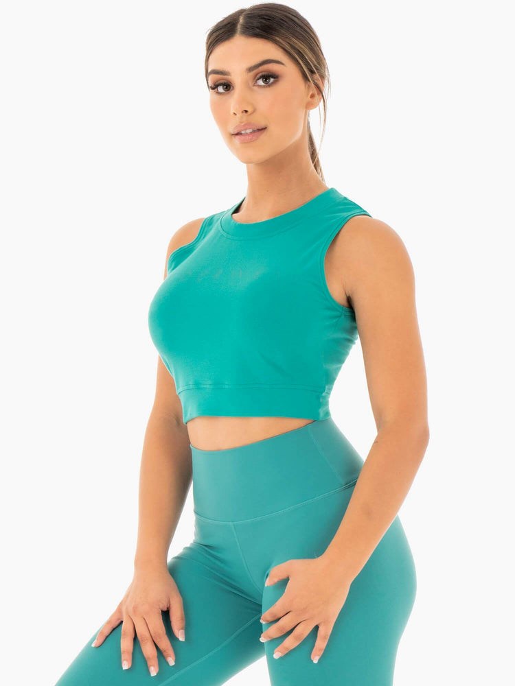 Ryderwear Motion Crop Top Teal | NDBQXL653