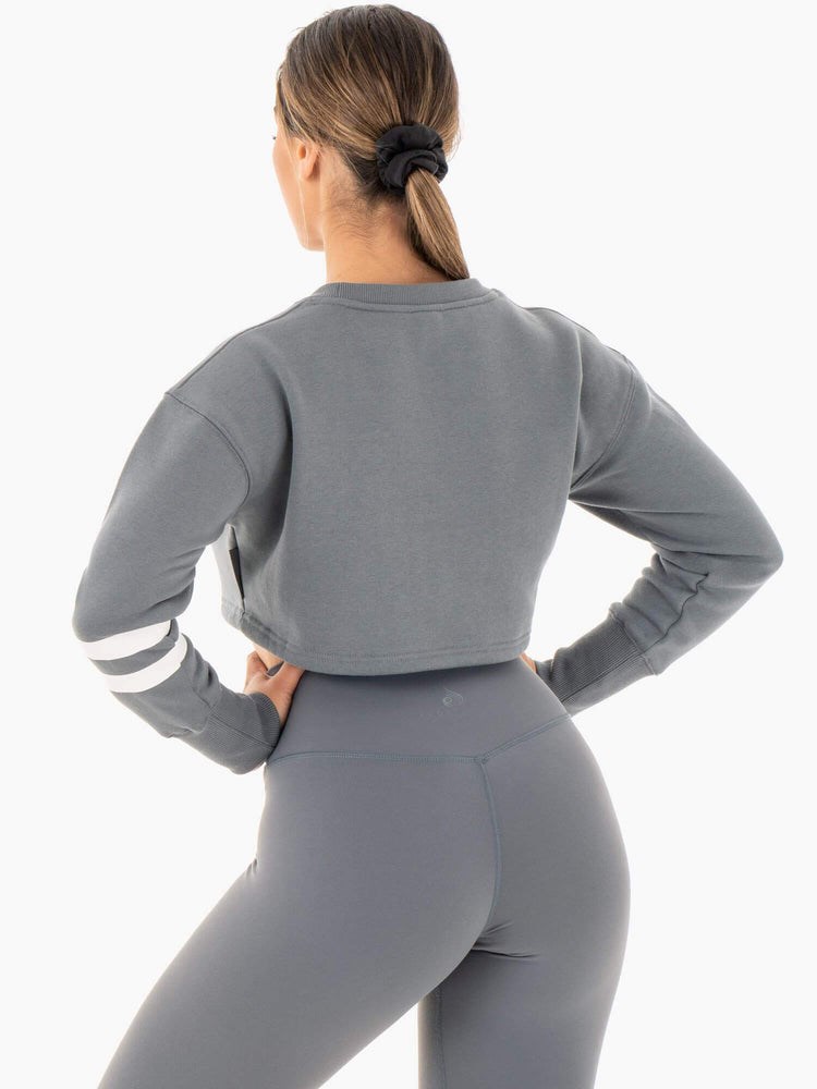 Ryderwear Motion Cropped Swetry Charcoal | LQJVDA316