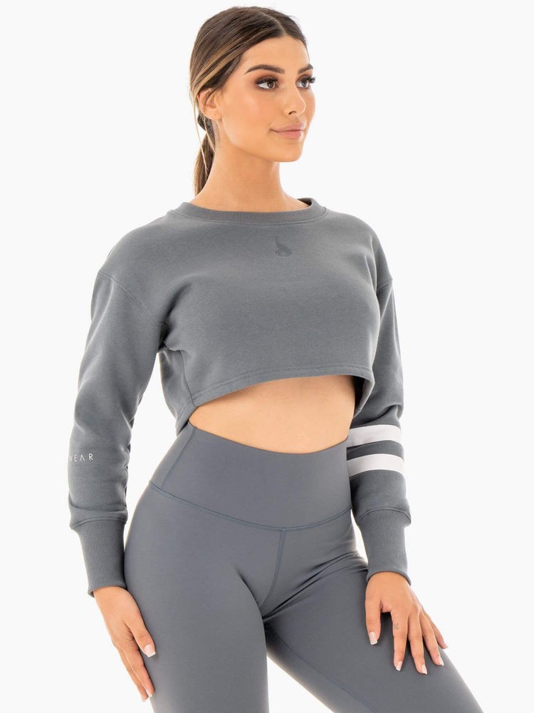 Ryderwear Motion Cropped Swetry Charcoal | LQJVDA316