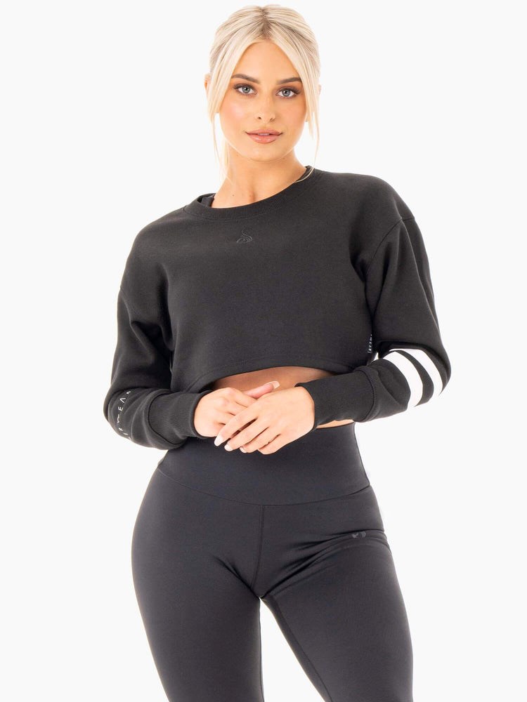 Ryderwear Motion Cropped Swetry Czarne | DHOJEW632