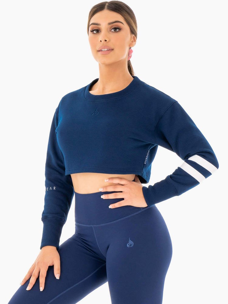 Ryderwear Motion Cropped Swetry Granatowe | DESKWR529