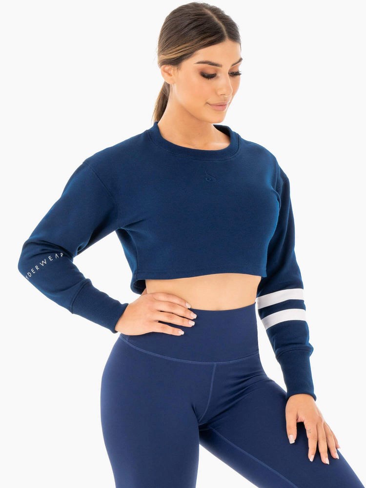 Ryderwear Motion Cropped Swetry Granatowe | DESKWR529