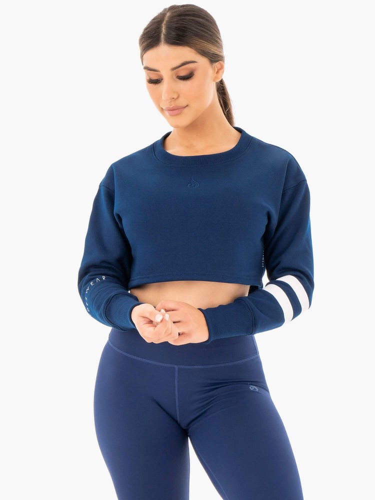 Ryderwear Motion Cropped Swetry Granatowe | DESKWR529