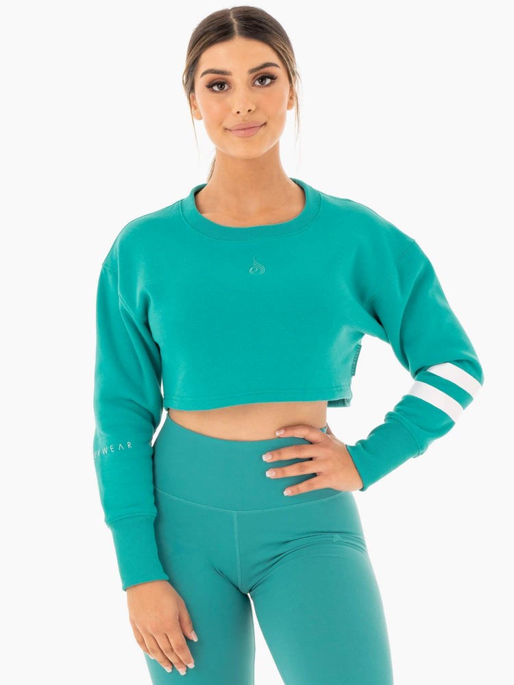 Ryderwear Motion Cropped Swetry Teal | OZLADX407