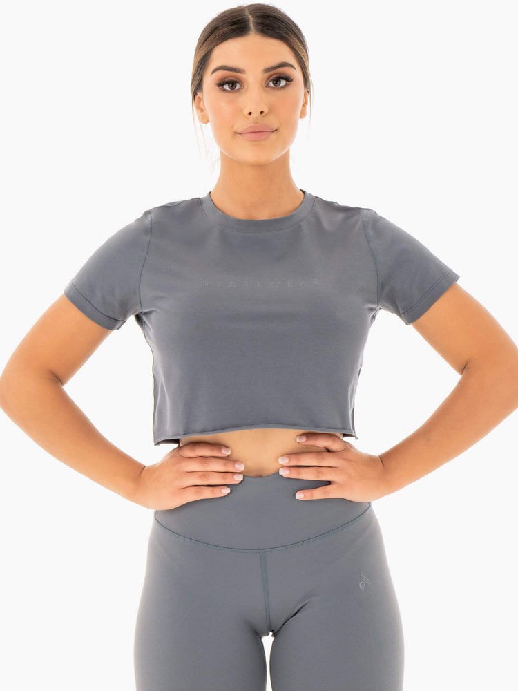 Ryderwear Motion Cropped T-Shirt Charcoal | IHMFPR164