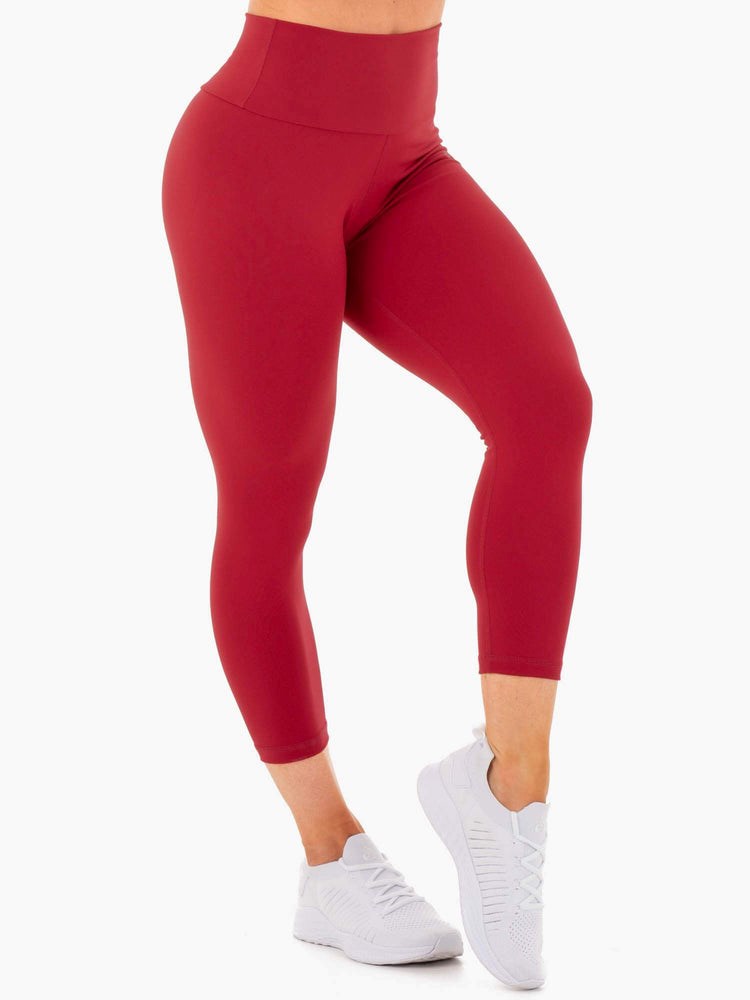 Ryderwear Motion High Waisted 7/8 Scrunch Bum Leggings Czerwone | NHGCAT924