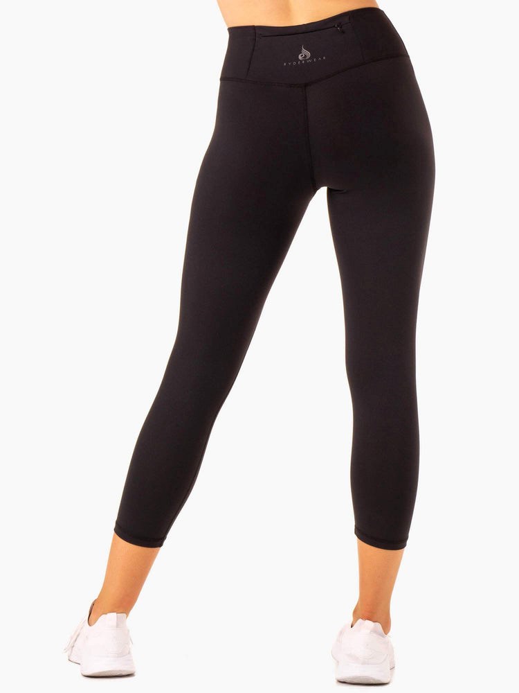 Ryderwear Movement High Waisted 7/8 Pocket Leggings Czarne | PMYUEQ706