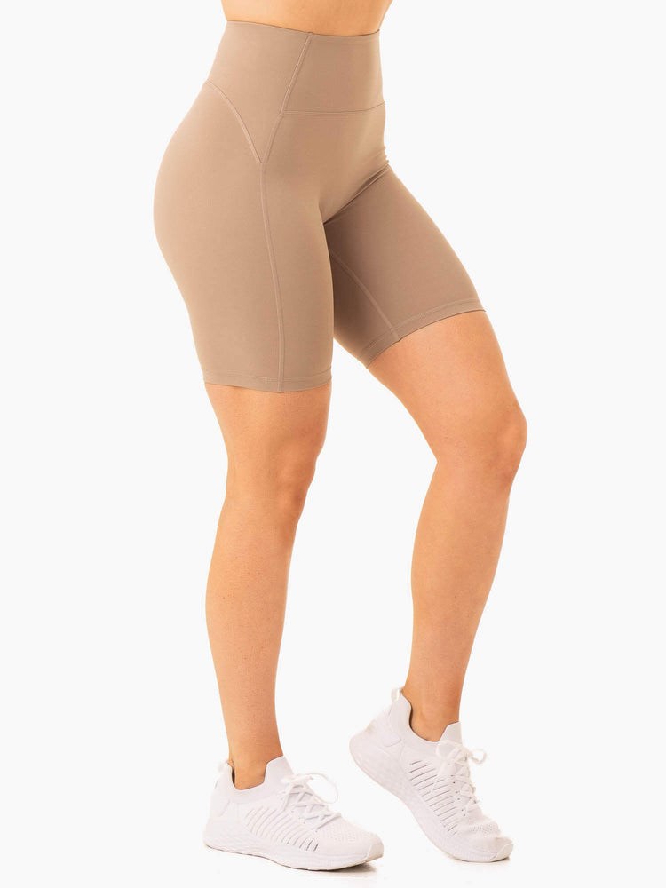 Ryderwear NKD Frame High Waisted Bike Shorts Latte | XEUGTF612