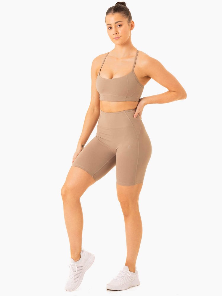 Ryderwear NKD Frame High Waisted Bike Shorts Latte | XEUGTF612