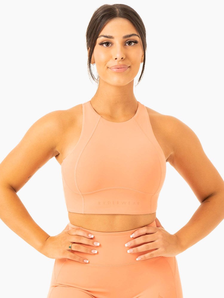 Ryderwear NKD Frame Long Line Sports Bra Terracotta | CRGEFY489