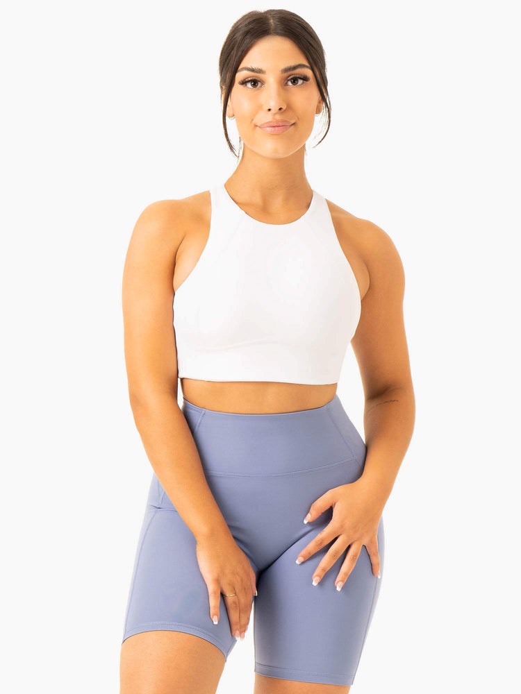 Ryderwear NKD Frame Long Line Sports Bra Białe | RMJYLQ984