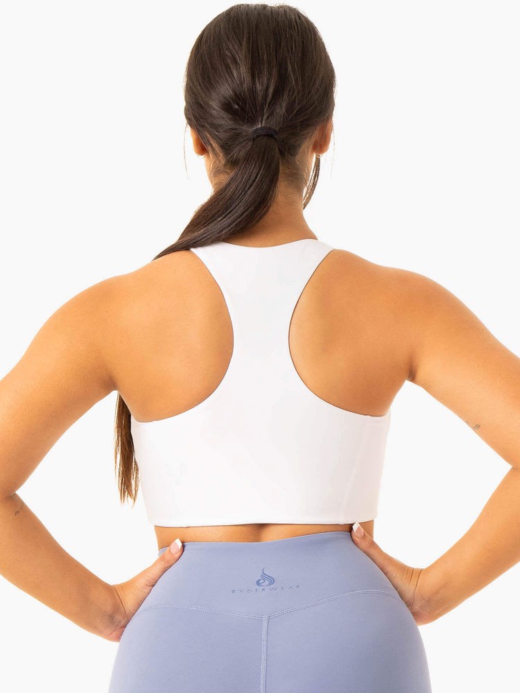 Ryderwear NKD Frame Long Line Sports Bra Białe | RMJYLQ984