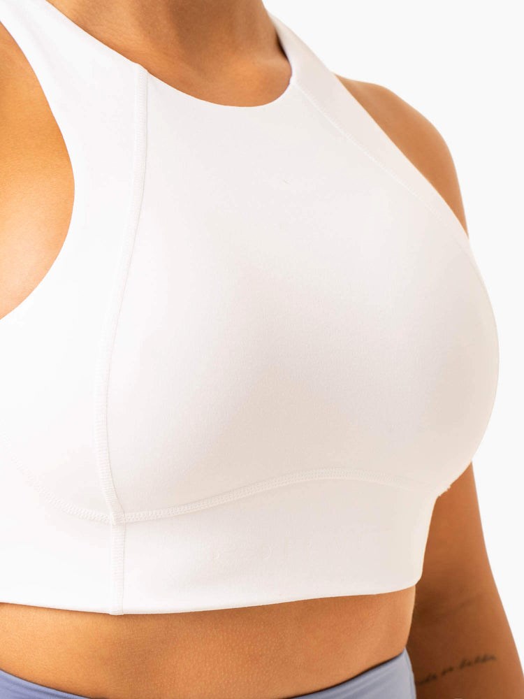 Ryderwear NKD Frame Long Line Sports Bra Białe | RMJYLQ984