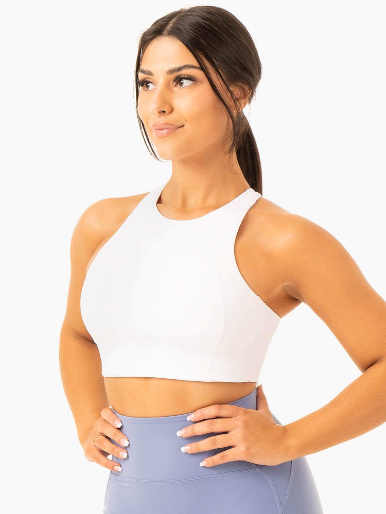 Ryderwear NKD Frame Long Line Sports Bra Białe | RMJYLQ984