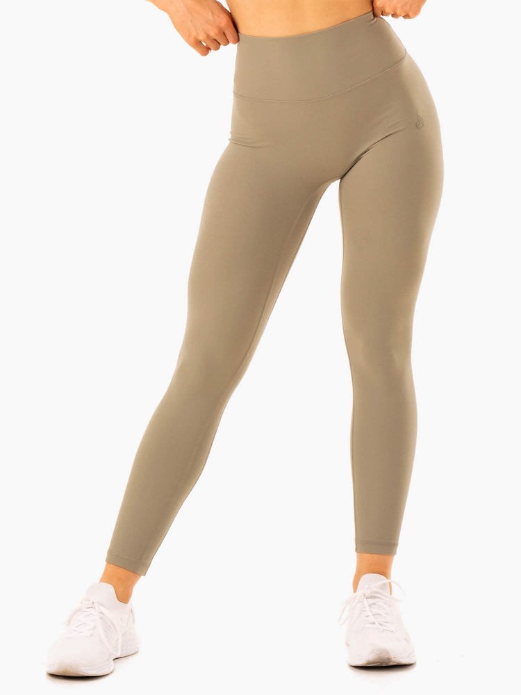 Ryderwear NKD Refine High Waisted Leggings Khaki | XKEQTA849